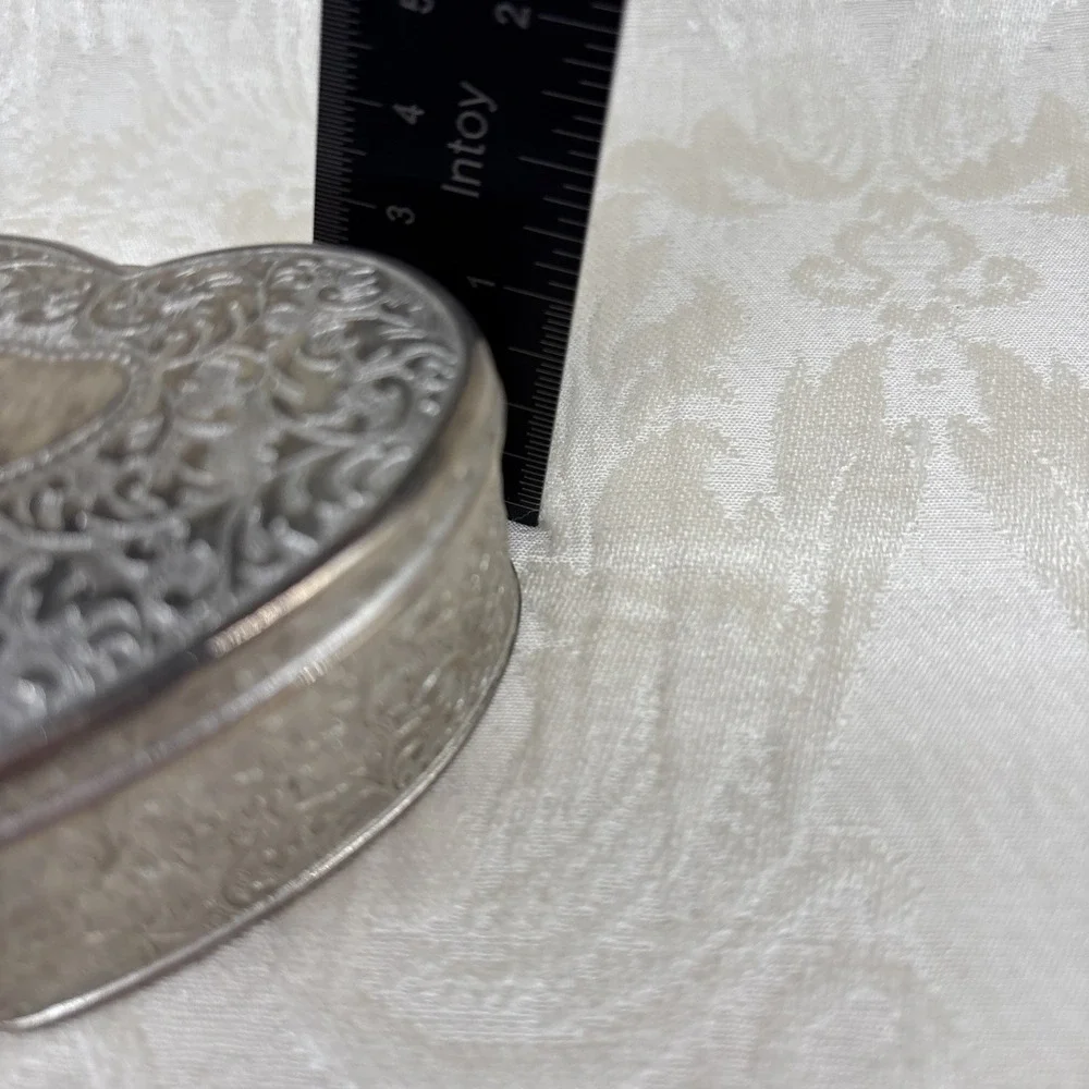 Vintage Heart-Shaped Collectible Box Red Satin Lined Hinged